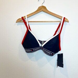 Tommy Hilfiger Double-Strap Triangle Logo Bikini Top Size S